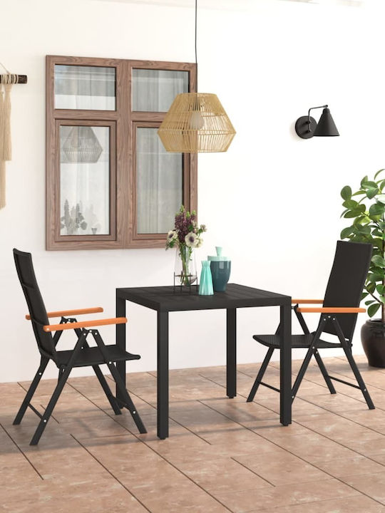 Set Outdoor Dining Black 3pcs