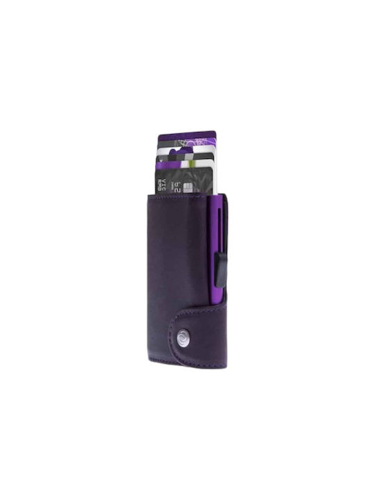 C-Secure Men's Leather Card Wallet with RFID Purple