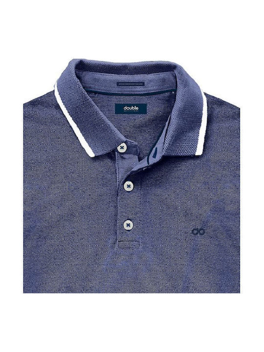 Double Herren Kurzarmshirt Polo Marineblau