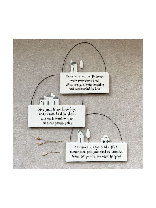 Synchronia Hanging Wall Decor Handmade White Ceramic Material 8.1x4.7cm