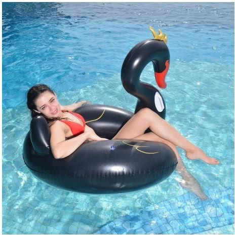Jilong Inflatable Sea Float Swan with Handles Black 115x115cm