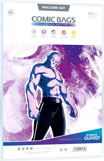 Ultimate Guard Plastic Sleeves for Comics 100pcs Comic Bags Resealable Magazine Size 100 pcs