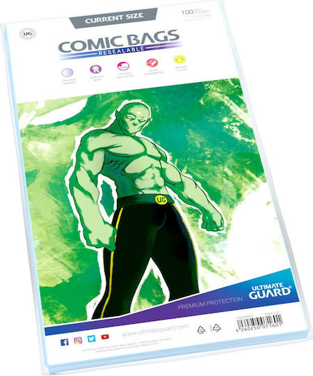 Ultimate Guard Plastic Sleeves for Comics Comic Bags Resealable Current Size 100