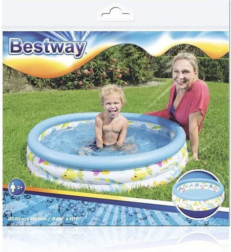 Bestway Παιδική Στρογγυλή Πισίνα 101lt Φουσκωτή 102x25εκ. Γαλάζια