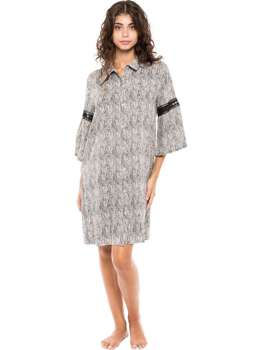 Pink Label Damenbademode Kaftan Schwarz