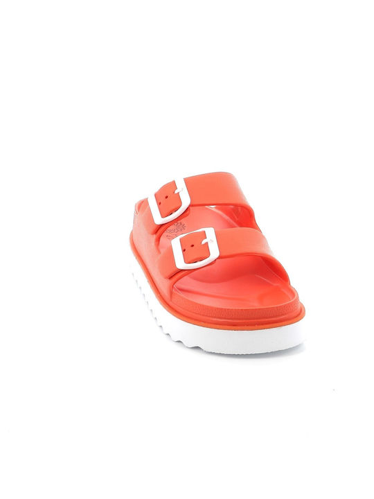 Ateneo Damen Flache Sandalen Flatforms in Orange Farbe