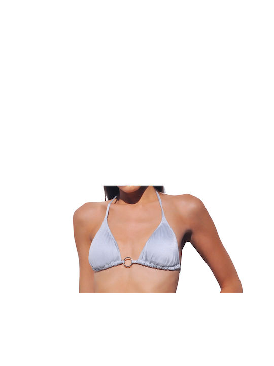 Apple Boxer Bikini Set Triangle Top & Slip Bottom with Adjustable Straps Silver