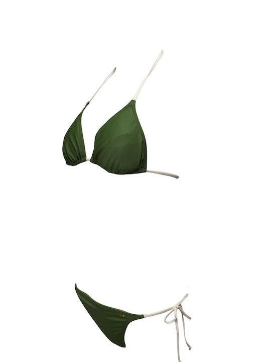 Set Bikini Τριγωνάκι Khaki/White