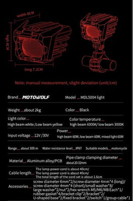 Motowolf Projektor Motorrad LED 2Stück