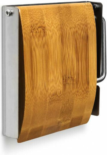 Relaxdays Bamboo Paper Holder Wall Mounted Brown