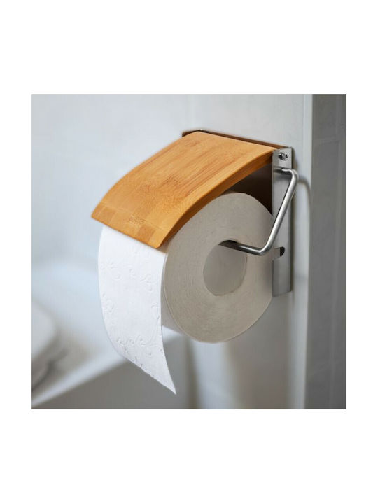 Relaxdays Bamboo Paper Holder Wall Mounted Brown
