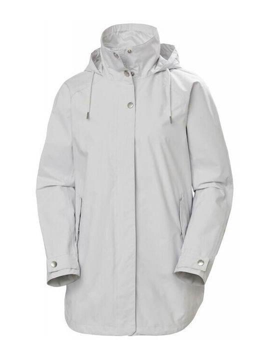 Valentina Women's for Hiking Long Parka Jacket Waterproof for Spring or Autumn with Hood Gray