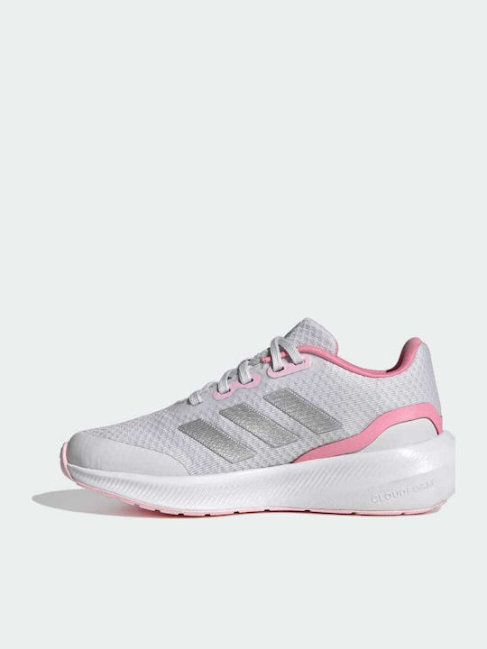 Runfalcon 3.0 K Kids Sports Shoes Running with Laces Dash Grey / Silver Metallic / Bliss Pink
