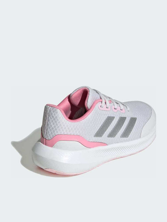 Runfalcon 3.0 K Kids Sports Shoes Running with Laces Dash Grey / Silver Metallic / Bliss Pink