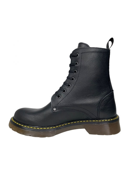 Leder Stiefeletten Damen Schwarz