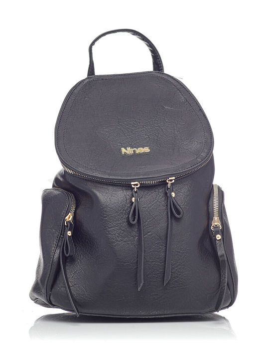 Nines Damen Tasche Rucksack Schwarz