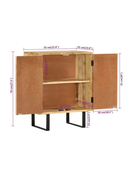 Ντουλάπι Γραφείου από Μασίφ Ξύλο Φυσικό 55x35x70cm