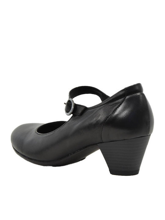 Leather Heels with Strap Black