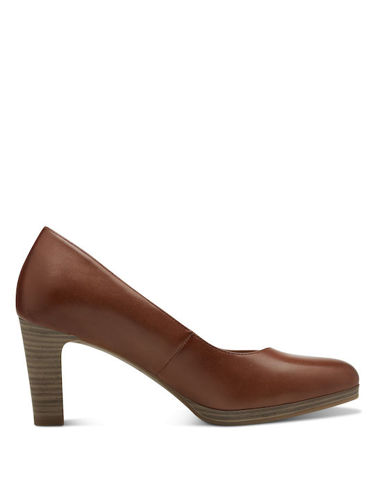 Tamaris Leather Tabac Brown Heels