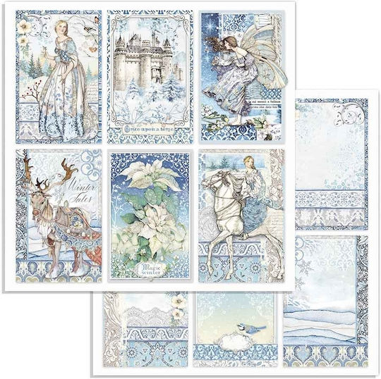 Stamperia Winter Листа Scrapbooking Двулицево 190гр/кв.м 10 листове 10бр