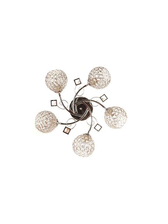 Keskor Classic Ceiling Light with Socket E27 with Crystals 56pcs Silver