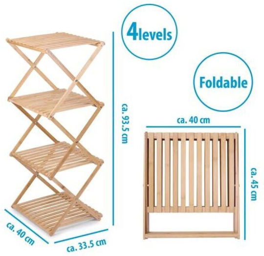 Alpina Appliances An der Wand montiert Badezimmerregal Hölzernes mit 4 Regalböden 40x33.5x93.5cm Braun