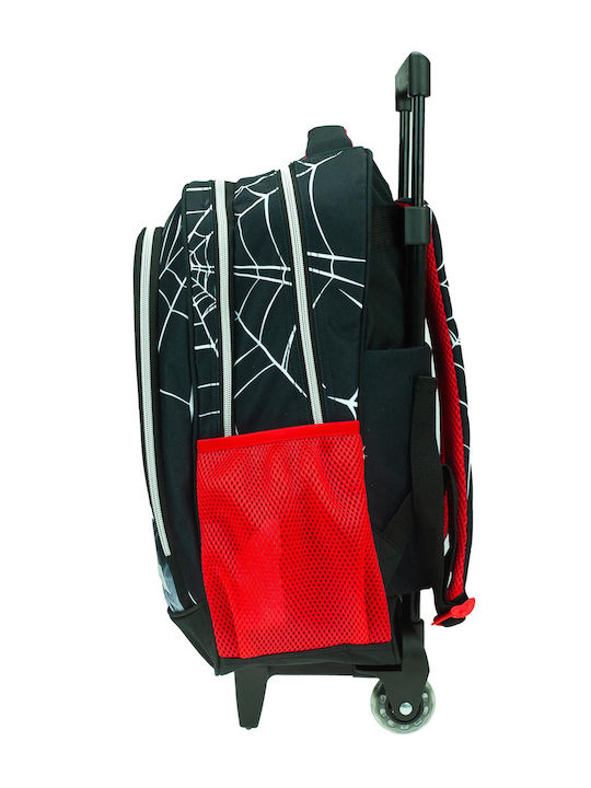 Gim Spiderman Black City School Bag Trolley Elementary, Elementary Black with Water Bottle Holder