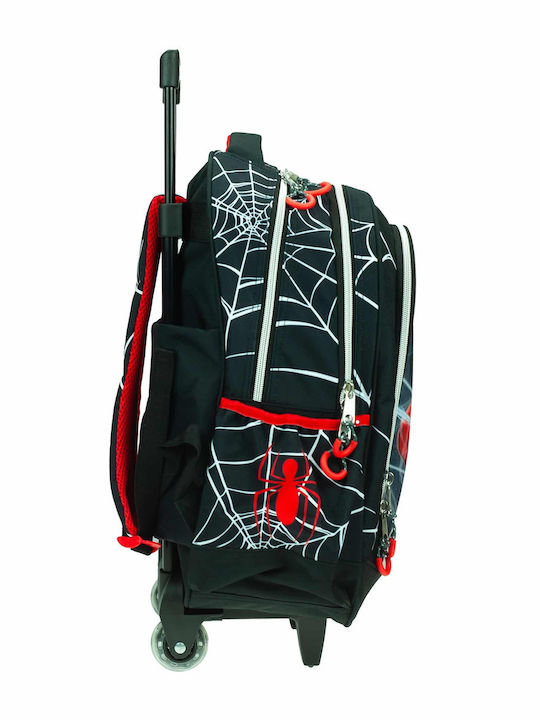 Gim Spiderman Black City School Bag Trolley Elementary, Elementary Black with Water Bottle Holder