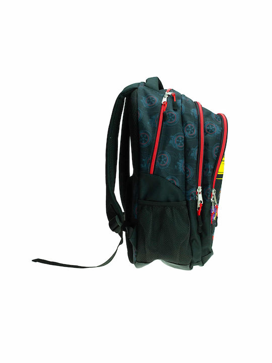 Gim Hot Wheels Schulranzen Rucksack Grundschule Schwarz mit Flaschenhalter 27Liter