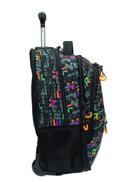 Gim Nerf Pattern School Bag Trolley Elementary, Elementary Multicolour with Water Bottle Holder 27Liters