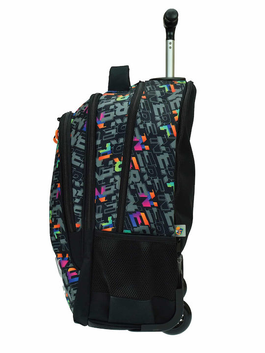 Gim Nerf Pattern School Bag Trolley Elementary, Elementary Multicolour with Water Bottle Holder 27Liters