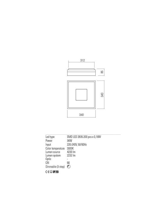 Redo Group Maya Modern Metal Ceiling Light with Integrated LED 34pcs White