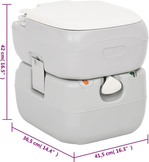 vidaXL Chemical Toilet Portable Gray and White 22 made of HDPE 12lt