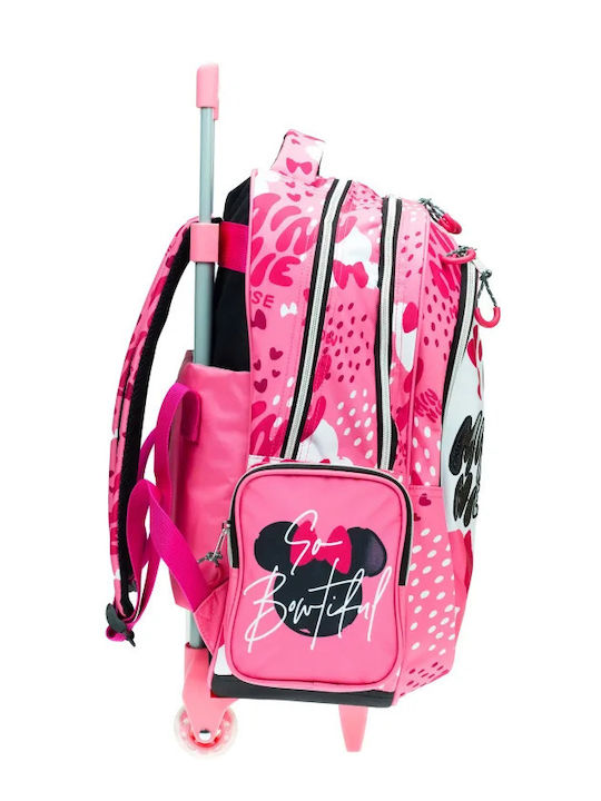 Gim Minnie School Bag Trolley Elementary, Elementary Fuchsia with Water Bottle Holder 27Liters