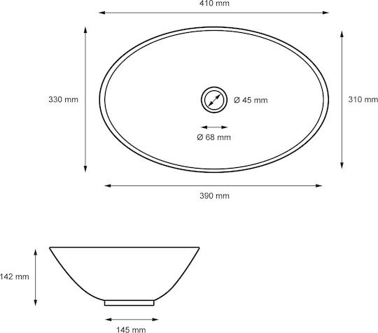 ECD Germany Countertop Sink Ceramic 41x33x14.2cm White