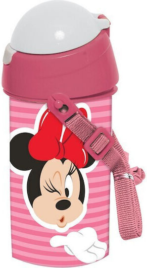 Gim Minnie Comfy Kids Water Bottle Minnie Plastic with Straw Pink 500ml