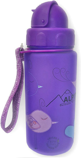 Alpin Kinderflasche Kunststoff mit Strohhalm Lila 450ml