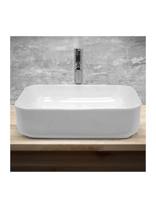 ECD Germany Επικαθήμενος Νιπτήρας Κεραμικός 45x45x13.5cm Λευκός