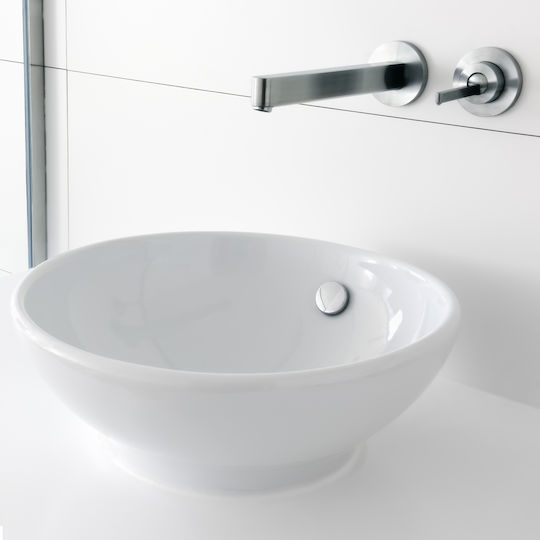 ECD Germany Aufgesetztes Waschbecken Keramik 42x42x17cm Weiß