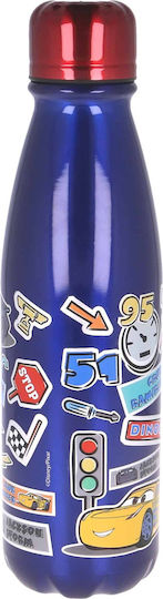 Gim Cars Kids Water Bottle Disney Cars Aluminium with Screw Cap Non Spill Blue 600ml