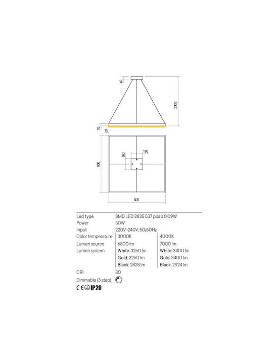 Redo Group Febe Hängelampe LED mit Natürliches Weiß Licht Weiß