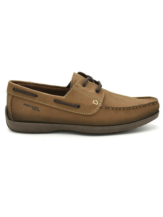 Pegada Men's Leather Boat Shoes Camel 141052-06