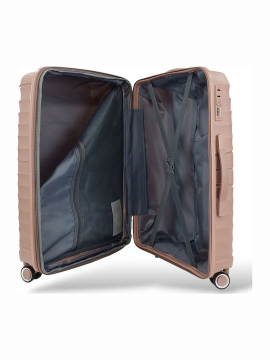Playbags Βαλίτσα Ταξιδίου Καμπίνας Σκληρή Ροζ με 4 Ρόδες Ύψους 45εκ.