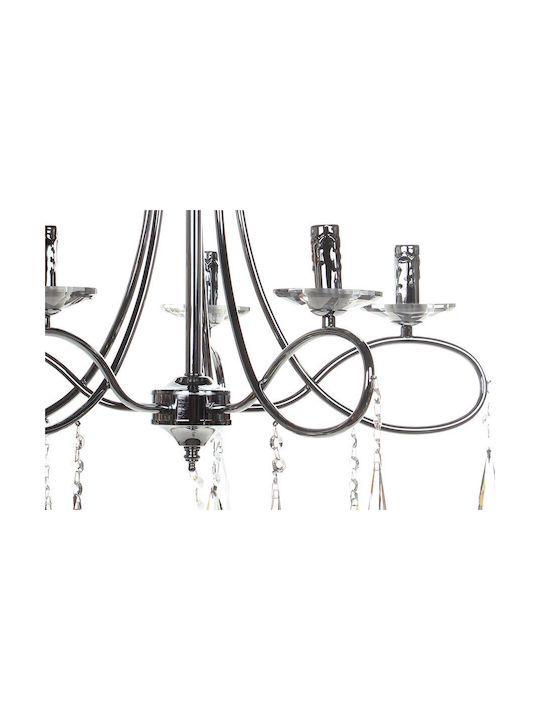 Keskor Candelabru Ø60cm Cu Cristale Argintii Keskor Candelabru Ø60cm Cu Cristale Argintii