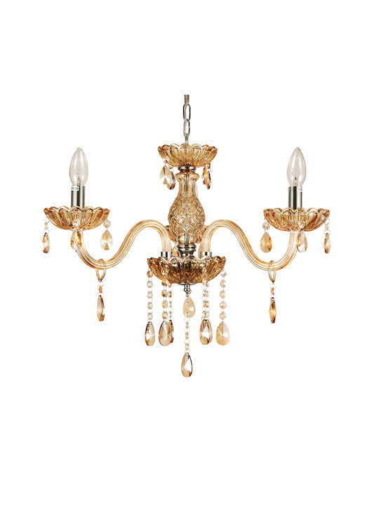 Inlight Chandelier with Crystals 3xE14 Honey 55cm 5314-3-AMBER