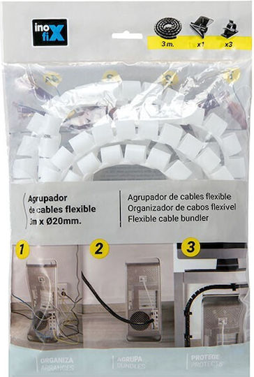 Inofix Σπιράλ Καλωδίων 20mm 3m Λευκό