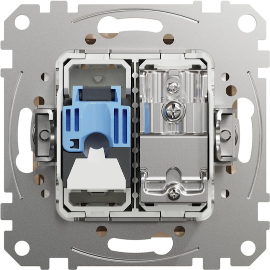 Schneider Electric Sedna Διπλός Μηχανισμός Πρίζας Δικτύου RJ45 Τύπου Cat6 σε Μπεζ Χρώμα SDD112469T