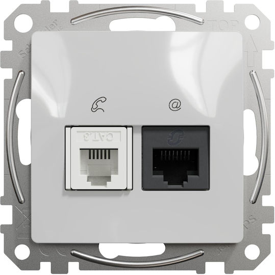 Schneider Electric Sedna Mecanism Dublu Prize de Rețea și Telefon RJ45/RJ11 Tip Cat6 în Culoare Gri SDD113468