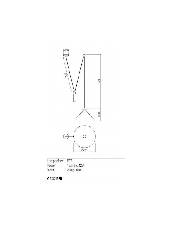 Redo Group Kalimba Pendant Light Single-Light for Socket E27 Black