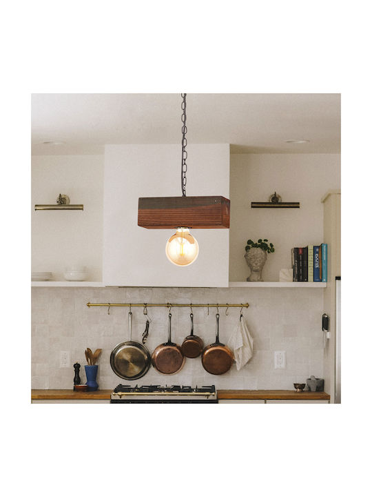 Eurolamp Nostos Pendant Light Suspension for Socket E27 Brown